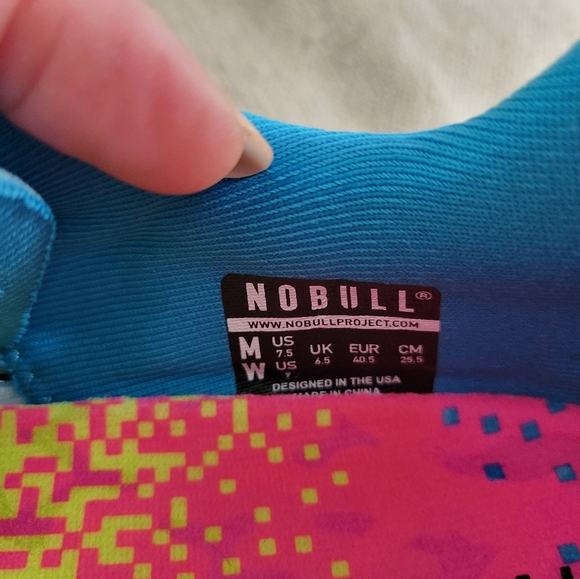 NoBull RARE neon blue glitch mesh runners men's 7/women's 9 Worn once! Like New! - Picture 8 of 9